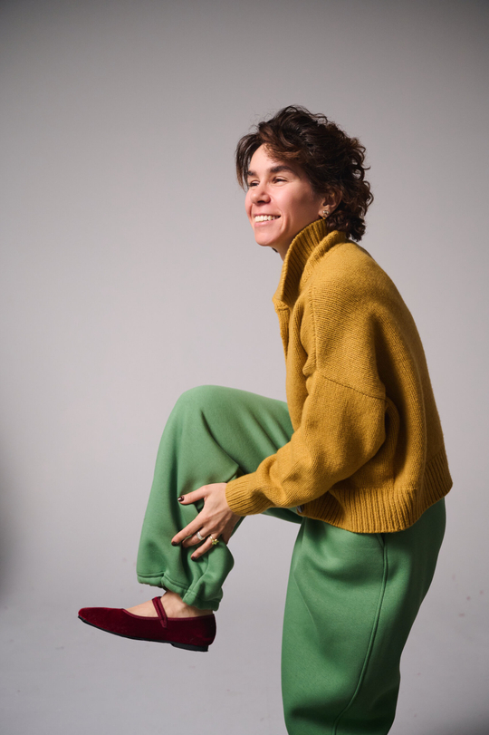 Брюки-бананы с начесом из футера "Трава"