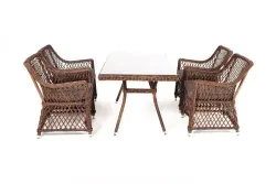"Латте-140 L" обеденная группа плетеная, цвет коричневый