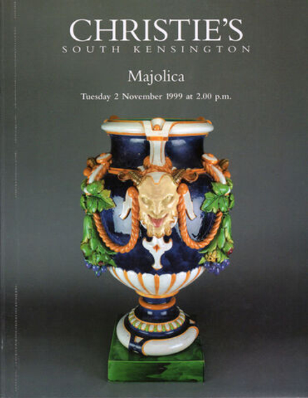 Каталог аукциона Christie's, Лондон, Майолика от 2 ноября 1999 года