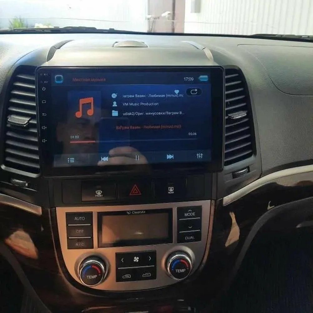 Магнитола для Hyundai Santa Fe 2 CM 2006-2012 (рамка черная) - FarCar BM008M монитор 9.5" QLED на Android 14, TS10, 4+32Гб, CarPlay, 4G SIM-слот