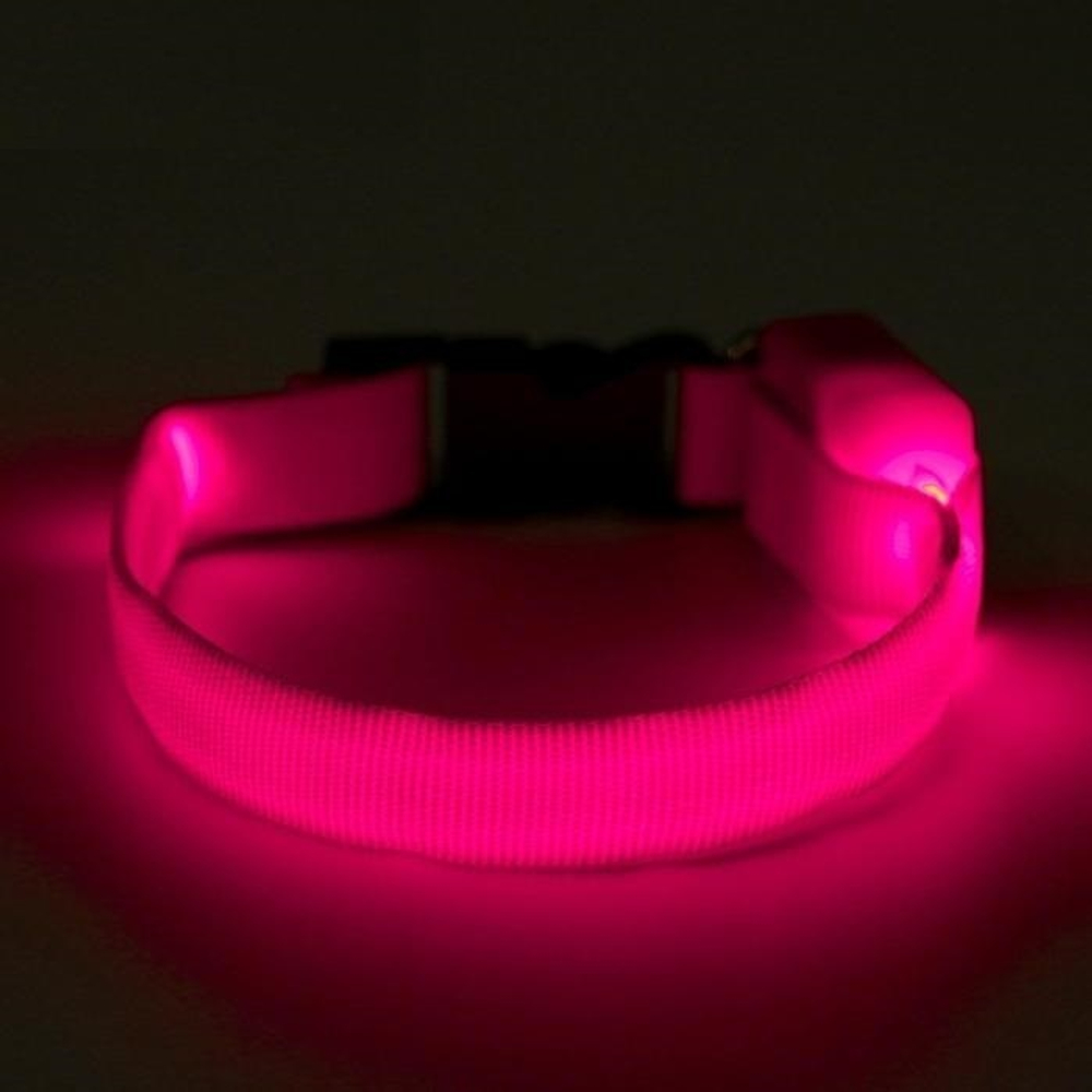 Ошейник светящийся узкий для небольших собак, 3 режима, 26см, Розовый