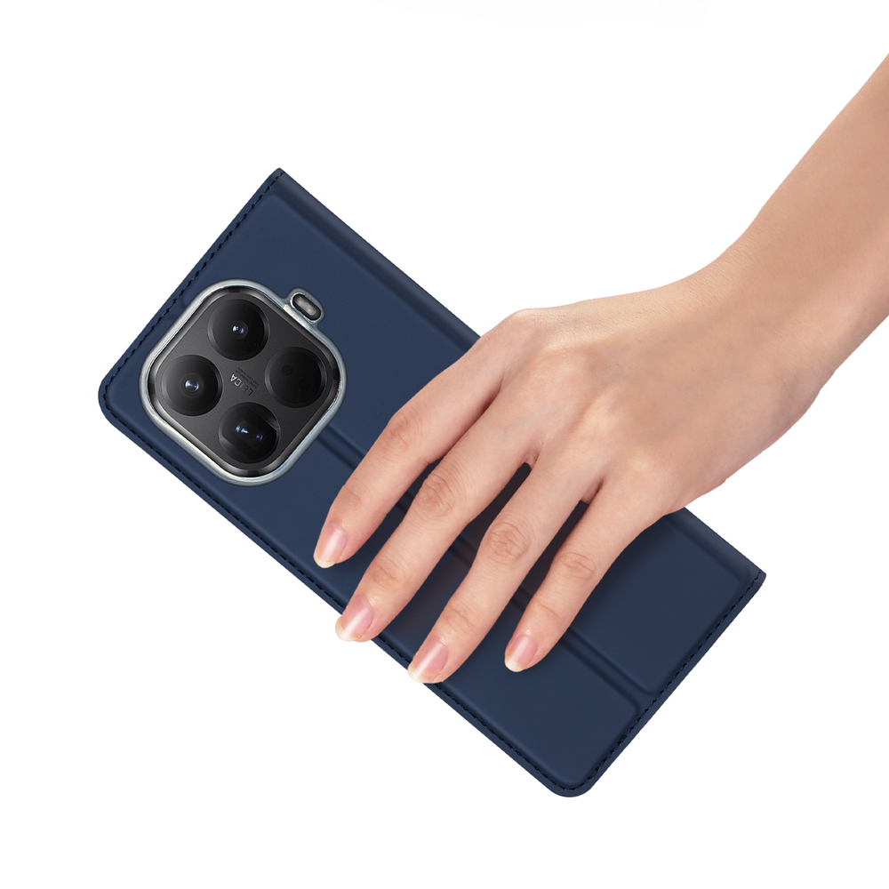 Чехол книжка из кожи синего цвета от Dux Ducis для Xiaomi 15T Pro, серия Skin Pro Series