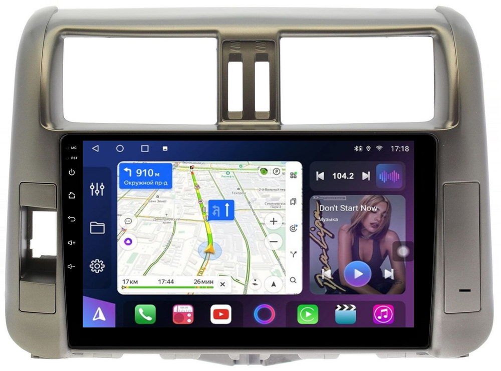 Магнитола для Toyota Land Cruiser Prado 150 2009-2013 (рамка бронза) - FarCar BM065M на Android 13, QLED, TS10, 4Гб+32Гб, CarPlay, 4G SIM-слот