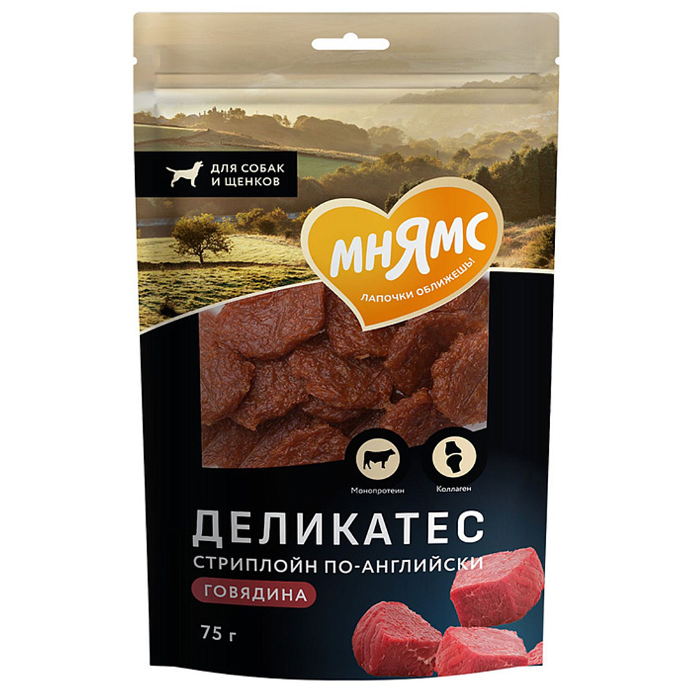 Лакомство для собак Мнямс Деликатес "Стриплойн по-английски" 75г, 50 шт