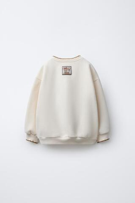 ZARA ТОЛСТОВКА С ПРИНТОМ, ЭКРЮ