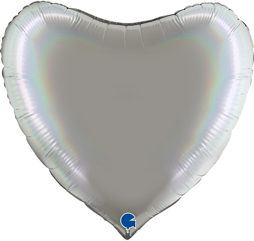 Gr (36''/91 см) Сердце, Серебро, Голография, 1 шт.