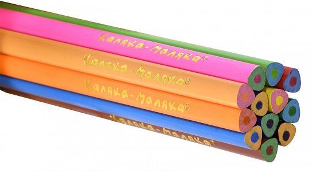 Карандаши пластиковые цветные трёхгранные 12цв. Каляка-Маляка Салют
