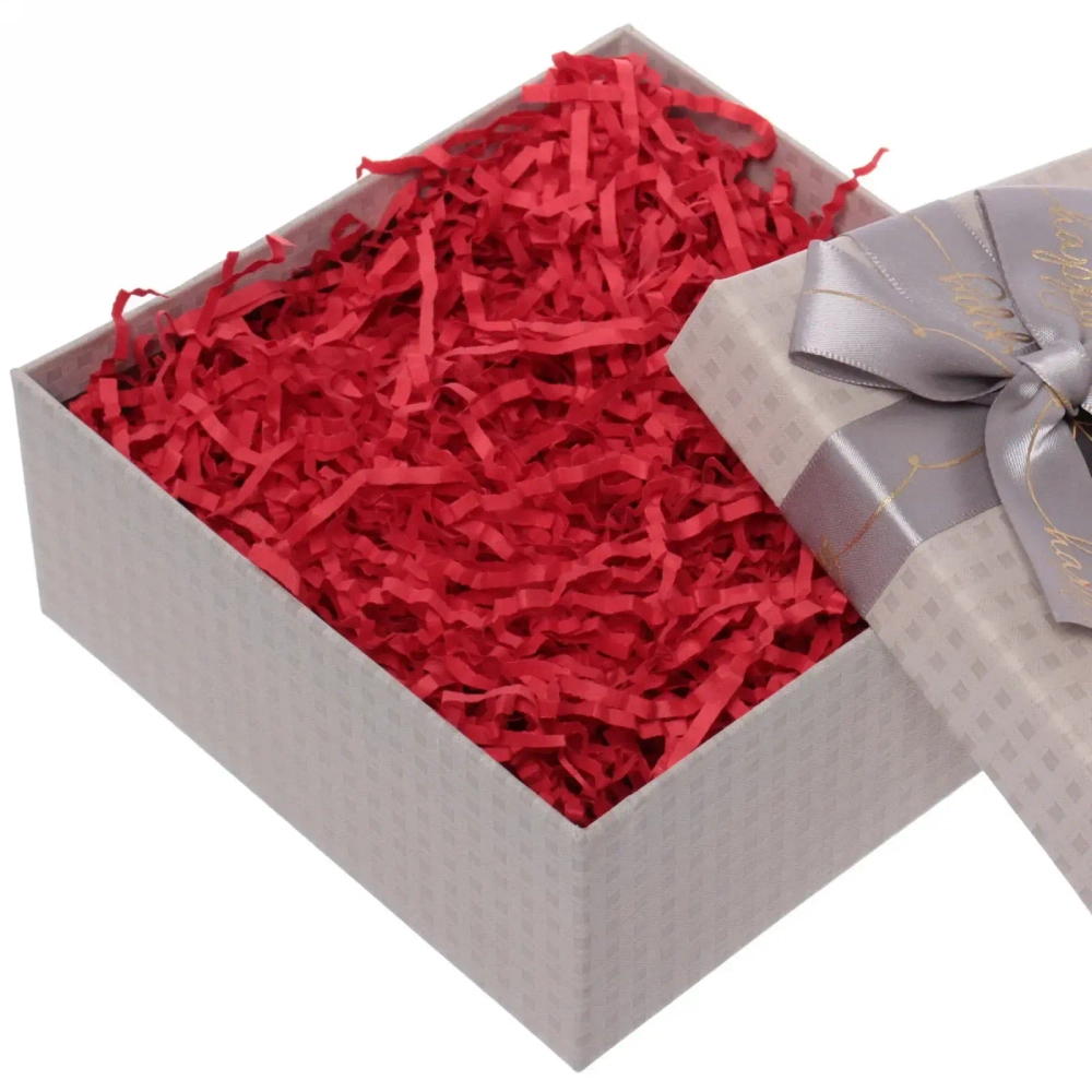 Наполнитель бумажный для подарков «Закат» 50г (гофре), красный