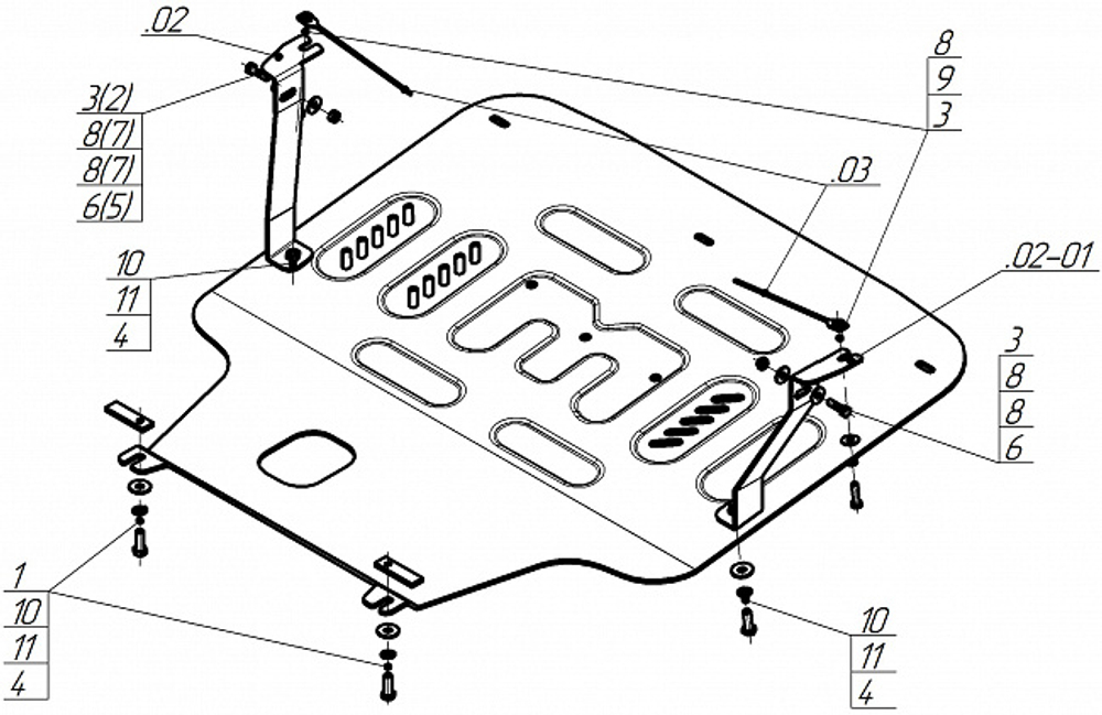 Защита картера двигателя, КПП. 5 мм, Алюминий. для Ford Puma ST 2020-2024, Motodor.30715
