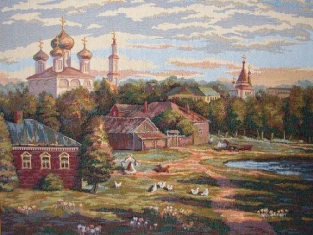 Гобеленовая картина &quot;D. МОСКОВСКИЙ ДВОРИК&quot; в багетной раме, Россия.