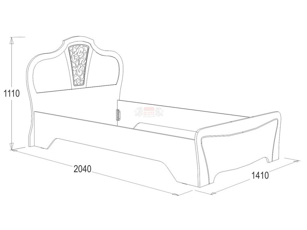 Кровать "Ольга-12" 1200 (белый глянец), ЛДСП/МДФ, Фант-мебель