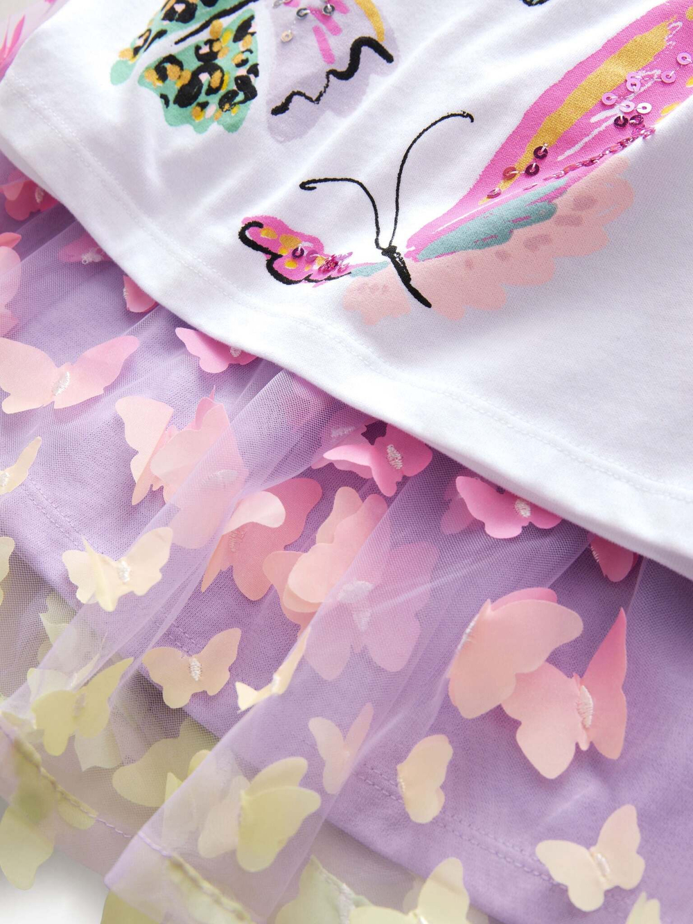 Футболка и юбка в комплекте для девочки Next E15-592, Розовый, Белый