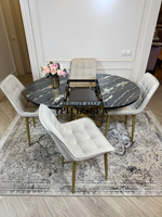 Круглый раздвижной стол "Лофт", луанда и стулья "Бостон" бежевые