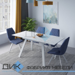 Керамический стол обеденный DikLine SKL-140 белый мрамор ДИК