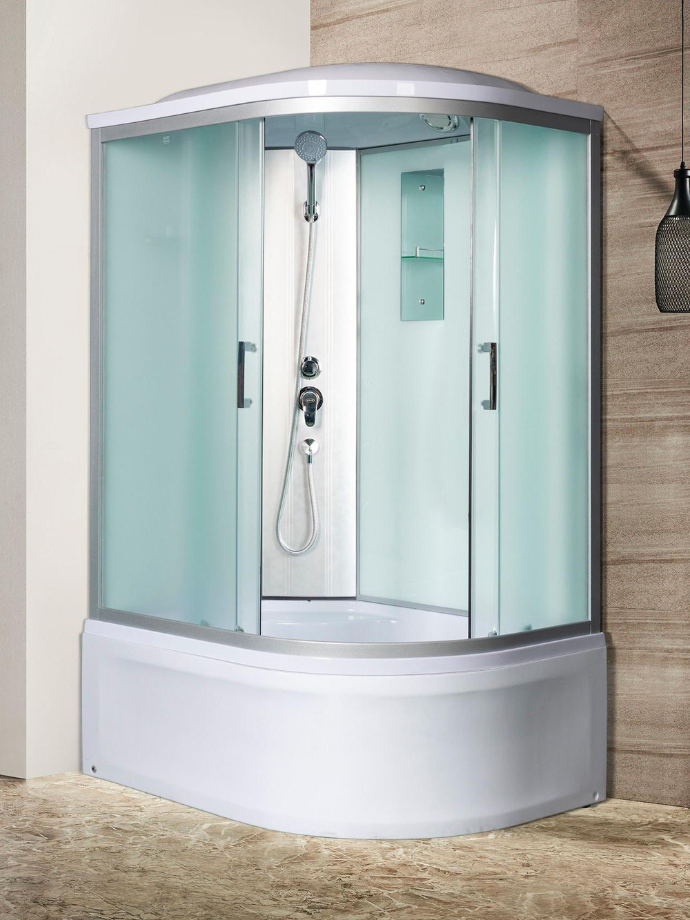 Душевая кабина RIVER  DESNA XL 100/80/44 MT L 100х80 см,  матовое стекло, поддон высокий, крыша, левосторонняя, увеличенная высота