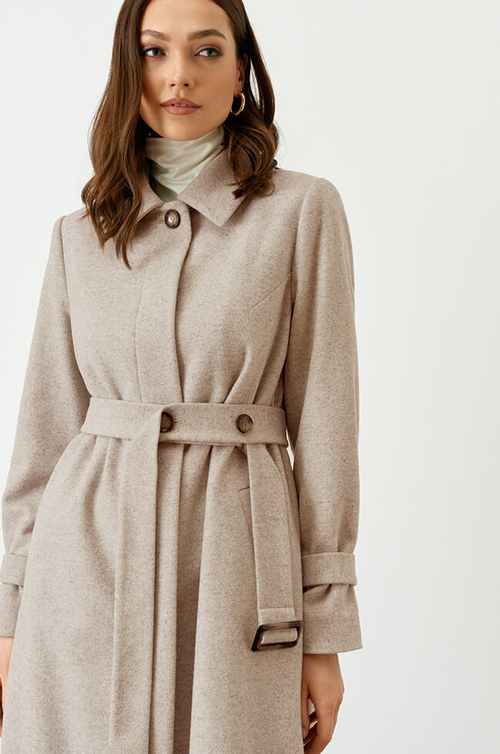 0092 Пальто женское (светло-бежевый)