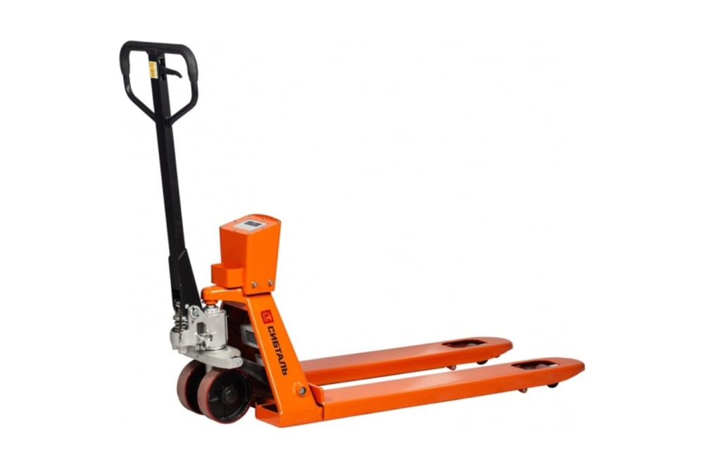 Гидравлическая тележка (рокла) ACR-ES c весами, 2,5 т, Вилы: 1150 Х 550, СибТаль, полиуретановые колеса