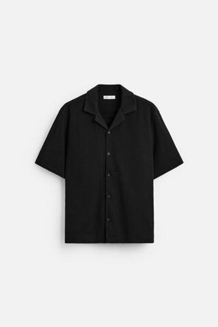 ZARА РУБАШКА ИЗ РЕЛЬЕФНОЙ ТКАНИ, ЧЕРНЫЙ