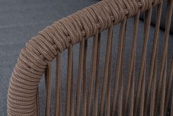 "Канны" диван 3-местный плетеный из роупа, основание дуб, роуп коричневый круглый, ткань темно-серая 027