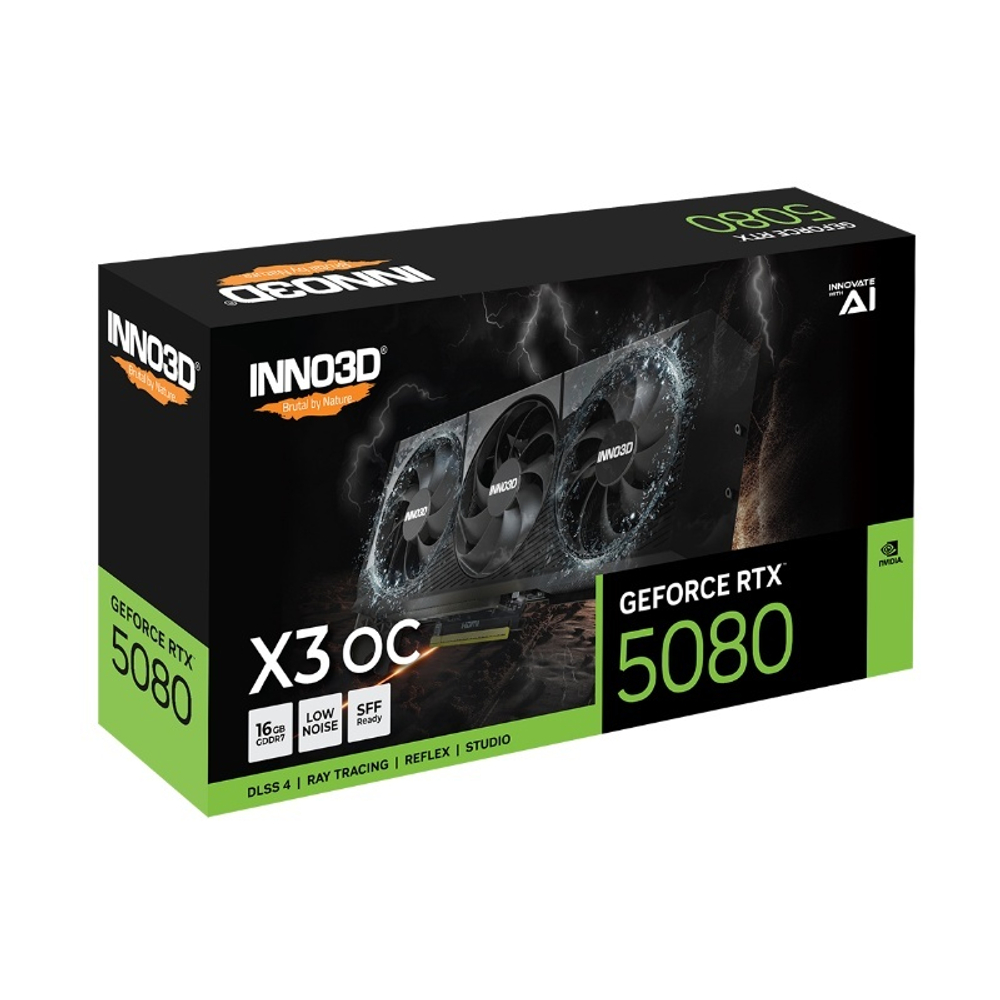 Видеокарта INNO3D GeForce RTX™ 5080 X3 OC 16GB GDDR7 256-bit, 2640 МГц