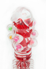 Прозрачно-красный вибратор с дополнительными пупырышками - 16,5 см. (Цвет: красный)