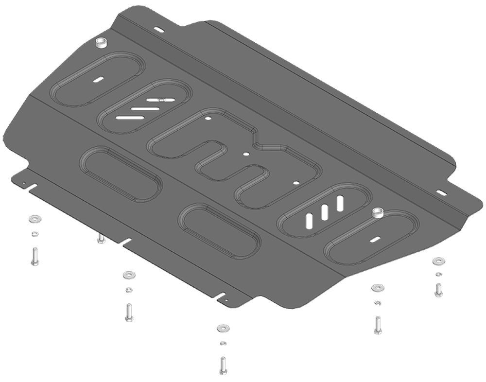 защита радиатора. 2 мм, Сталь для KGM Rexton 2023-н.в., Motodor.72804