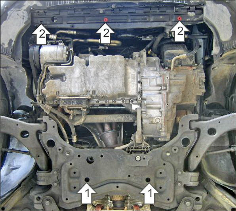 Защита картера двигателя, КПП. 2 мм, Сталь. для Volvo V50 2004-2012, Motodor.72601
