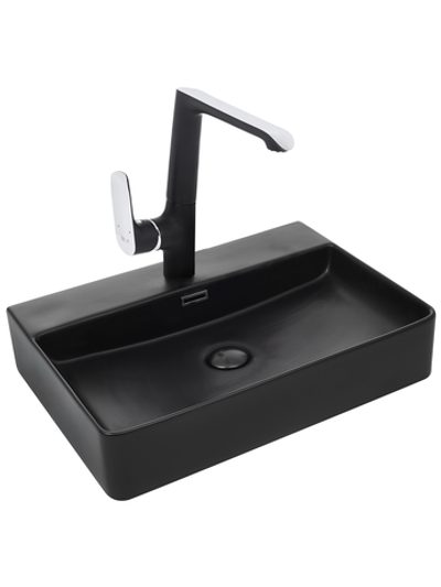 Раковина накладная (матовая черная) WeltWasser WW  ELBACH 2173 MB 600х420х120