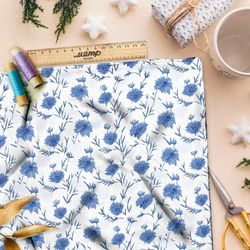 Ткань Ниагара Софт васильки на белом