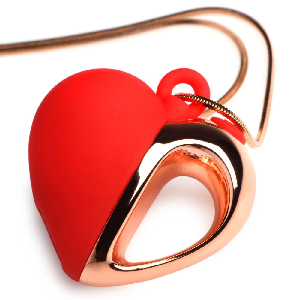 Красное ожерелье с подвеской-вибратором 10X Vibrating Silicone Heart Necklace (Цвет: красный)