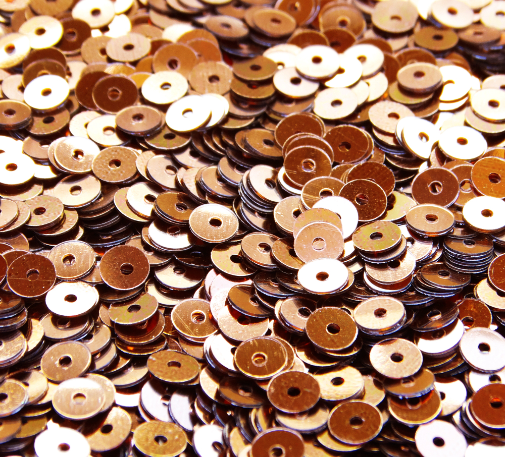 ПЛ004НН6 Пайетки круглые плоские, цвет: бронза металлик, 6 мм, 10 грамм