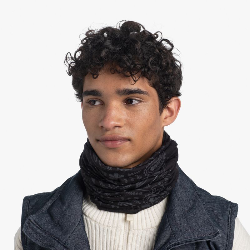 Тонкий шерстяной шарф-труба Buff Wool lightweight Cashmere Black Фото 3