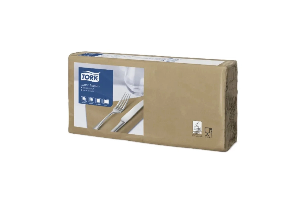 Tork  Салфетки бумажные 2 слоя, 200 листов, 33x33 см, 10 пачек в упаковке, бисквит