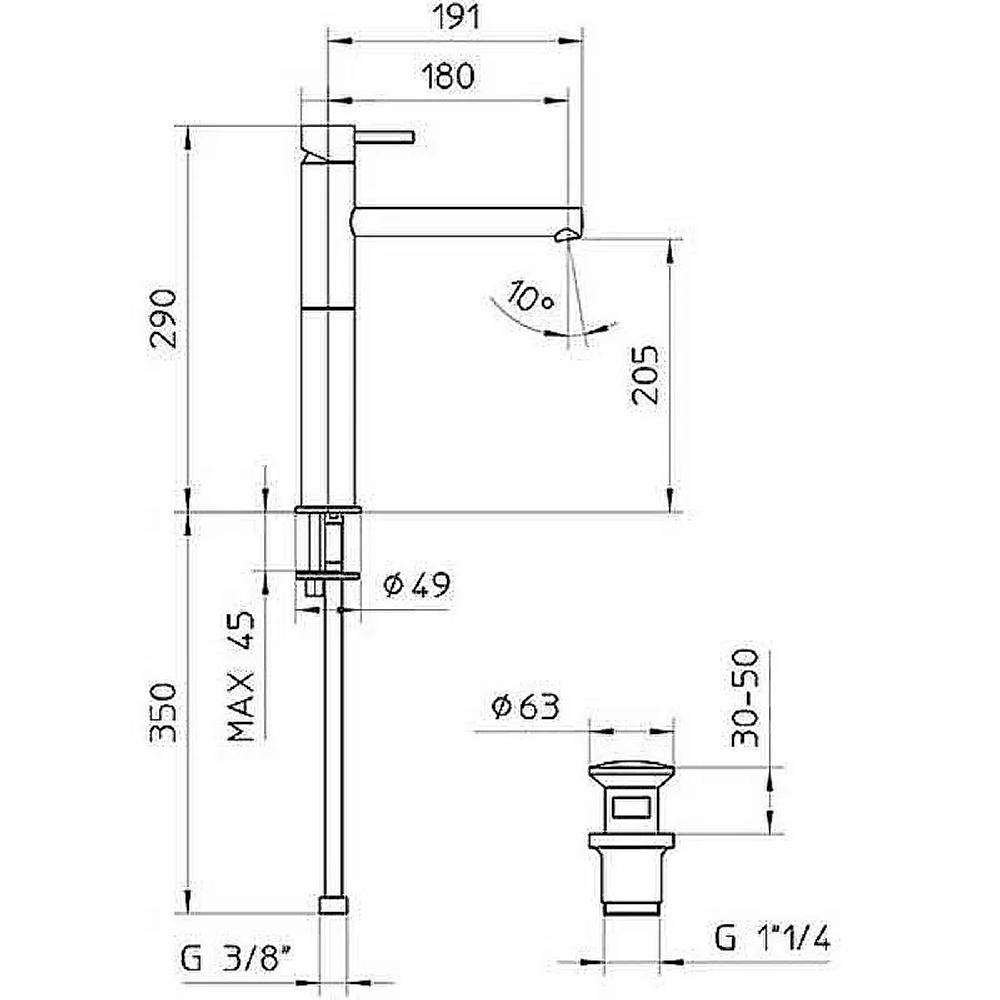 Смеситель для раковины Bossini Oki Z005303.073 черный