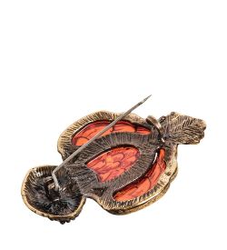 AM-2847 Брошь «Сова Стрелка» (латунь, янтарь)