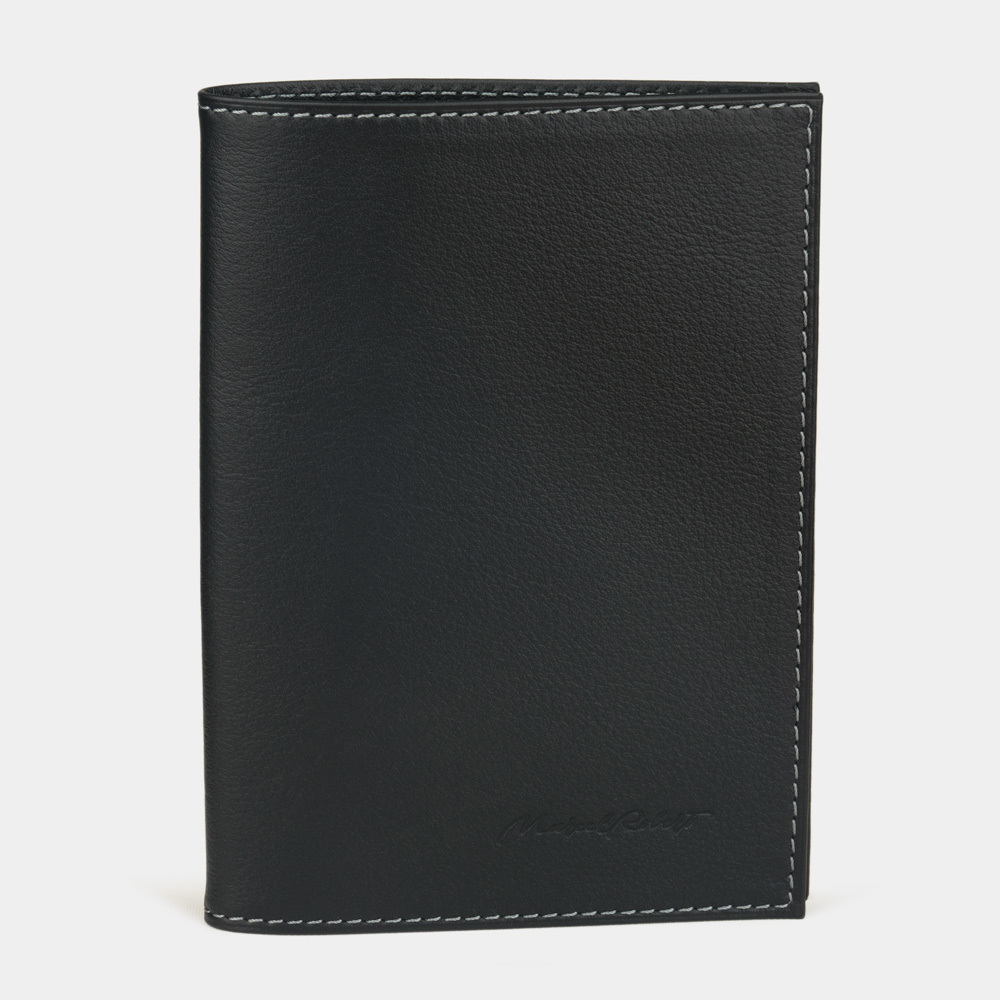 Обложка кожаная для паспорта и автодокументов Moscou Easy черного цвета