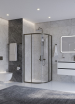 Душевой уголок Cezares PLANE-R-2-90-C-GM 90х90х195, профиль оружейная сталь, стекло прозрачное