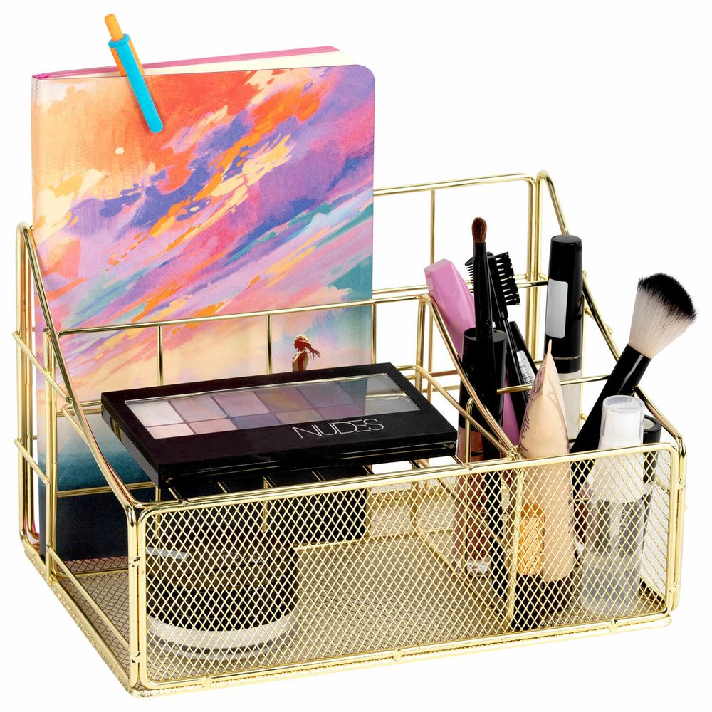 Органайзер для косметики и мелочей металлический 4 секции, MONTE VITA, 160х240х150 мм, золото, 272479