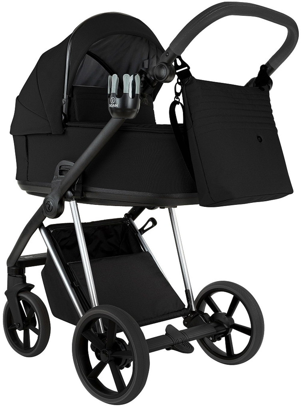 Детская коляска Roan Sol Vintage Luxury 2.0 2 в 1 VIN 05/CB Caviar Black/Nickel/руч.Black