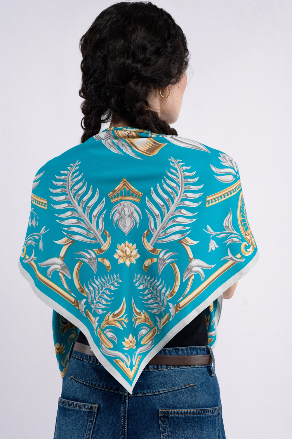 Платок «Тигр Еврейской автономной области. Аквамарин»