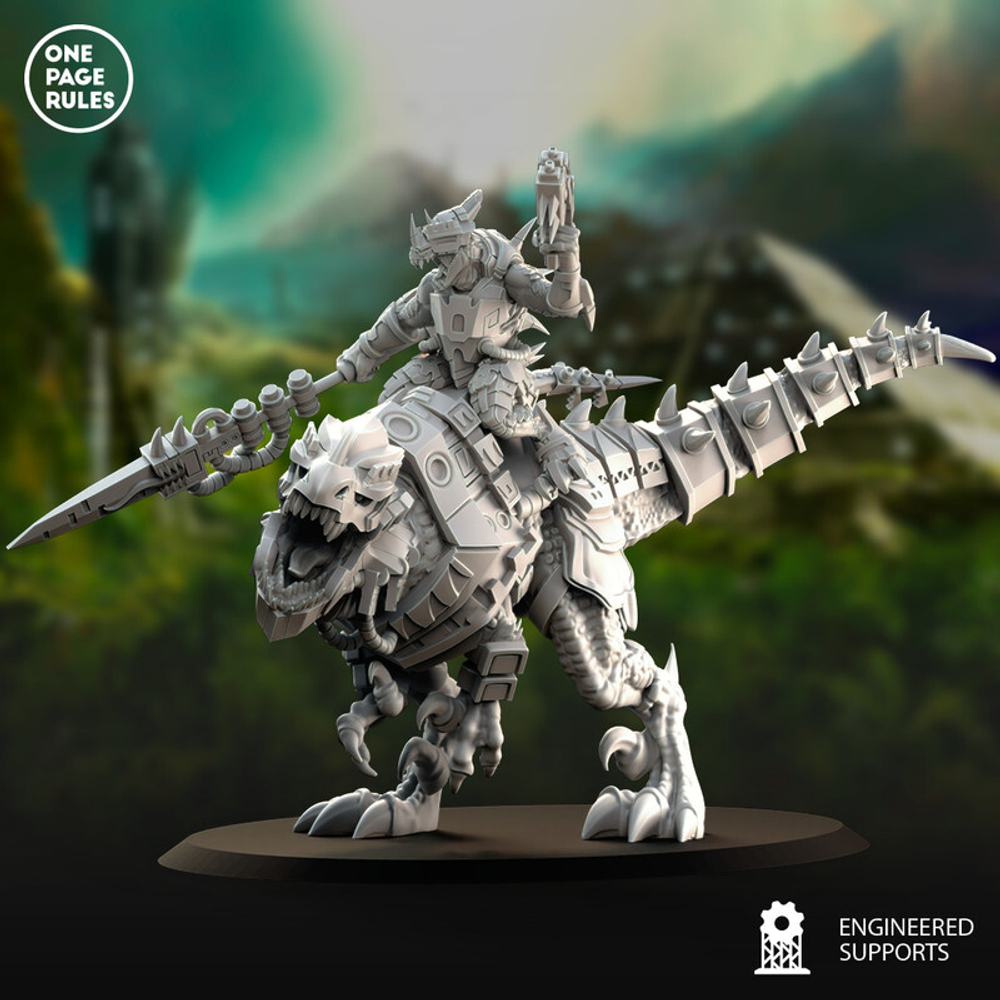 Grand Alliance Order Seraphon Skink Oracle on Troglodon миниатюра для dnd, днд, pathfinder, фентези, Настольная игра, НРИ, Варгейм, РПГ