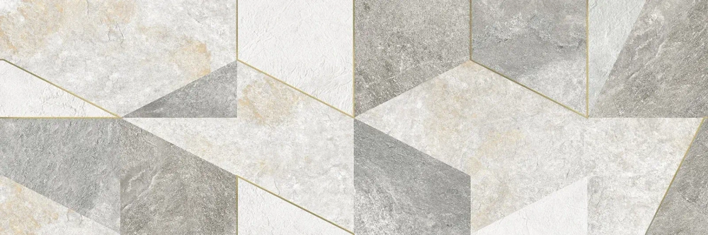 Настенная плитка Alma Ceramica TWU3090LAN17R Land 30x90 белая / серая матовая под камень / геометрия