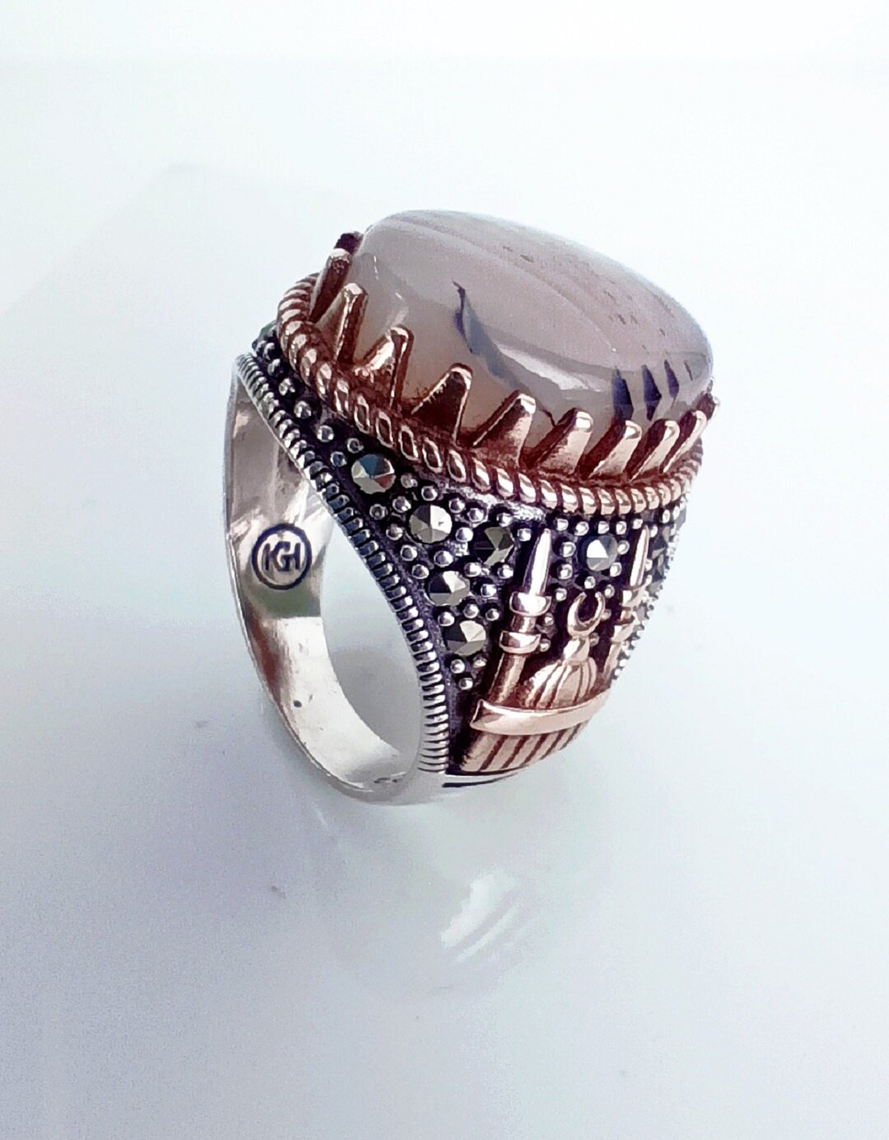 Кольцо Эстерелла, серебро 925 проба, агат, пирит/Ф