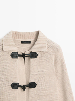 Massimo Dutti Кардиган из смесовой шерсти с пуговицами в форме рога, норка