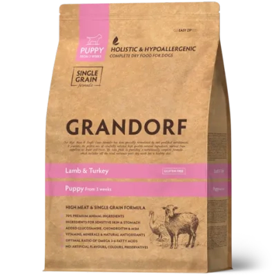 Grandorf Lamb & Turkey, Puppy для щенков всех пород (Ягнёнок с индейкой)
