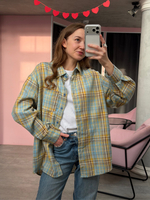 Рубашка в клетку голубой