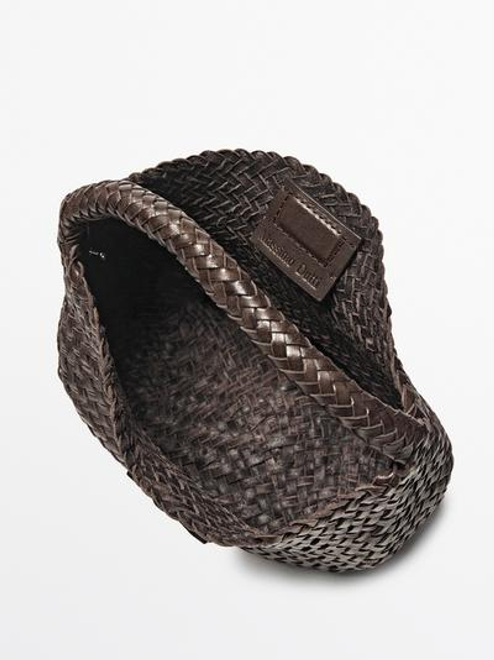 Massimo Dutti Мини-сумока из плетеной кожи наппа, коричневый