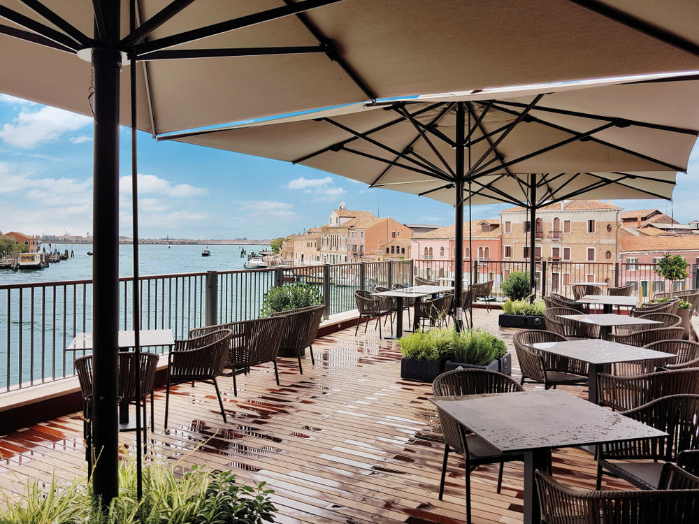 Зонт профессиональный телескопический 5х6 м Scolaro Capri Dark, антрацит, слоновая кость