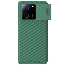 Чехол зеленого цвета (Deep Green) с защитной шторкой для камеры от Nillkin на Xiaomi 13T, 13T Pro и Redmi K60 Ultra, серия CamShield Pro Case