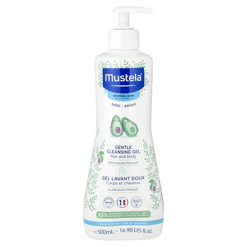 Mustela, мягкий очищающий гель с авокадо, для волос и тела, 500 мл (16,9 жидк. унции)